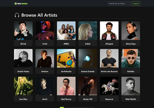 a photo of Music Universe website thumbnail